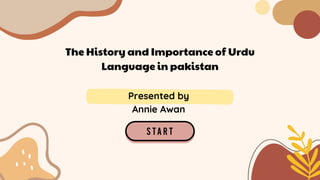 The History and Importance of Urdu
Language in pakistan
Presented by
Annie Awan
 