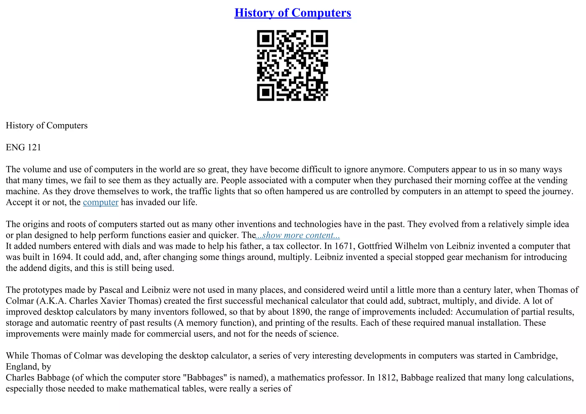 The History Of Computer Development Essay | PDF | Computing ...