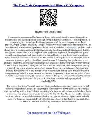 Computer Applications Invented The History Of Computers Essay | PDF