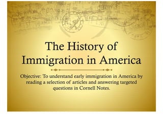 The History Of Immigration In America