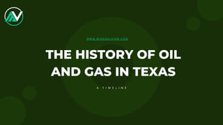 THE HISTORY OF OIL
AND GAS IN TEXAS
A T I M E L I N E
W W W . M I N E R A L V I E W . C O M
 