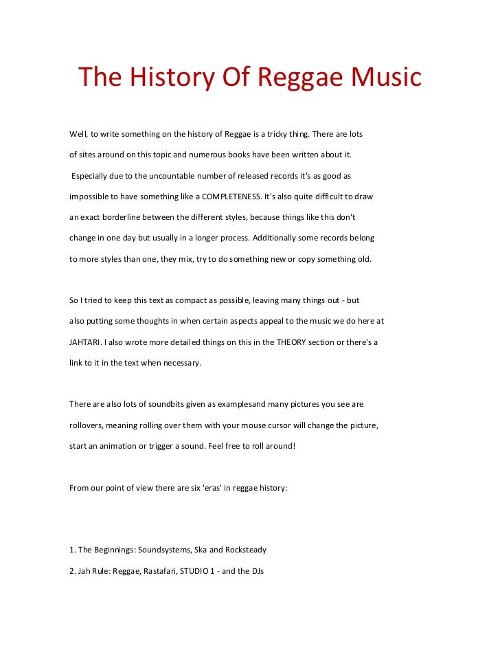 research paper on reggae music