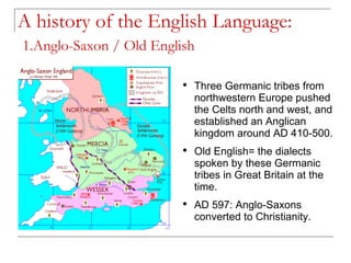 A history of the English Language:   1.Anglo-Saxon / Old English ,[object Object],[object Object],[object Object]