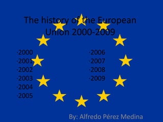 The history of the European
       Union 2000-2009
·2000             ·2006
·2001             ·2007
·2002             ·2008
·2003             ·2009
·2004
·2005

            By: Alfredo Pérez Medina
 