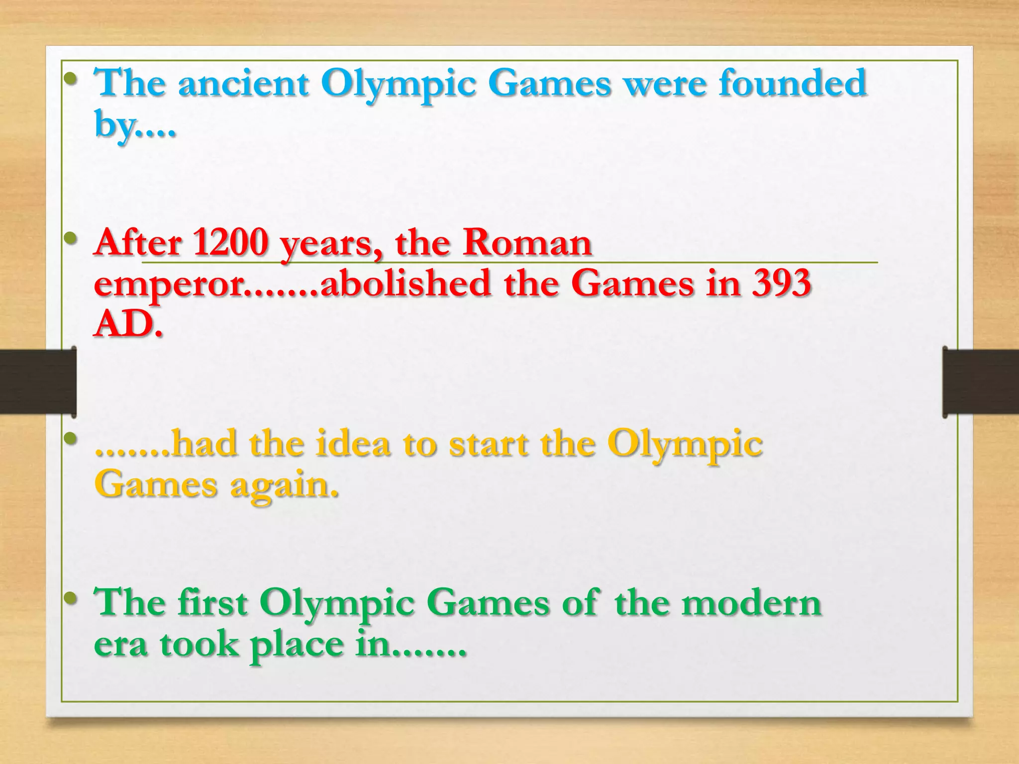 The history of the olympic games | PPTX