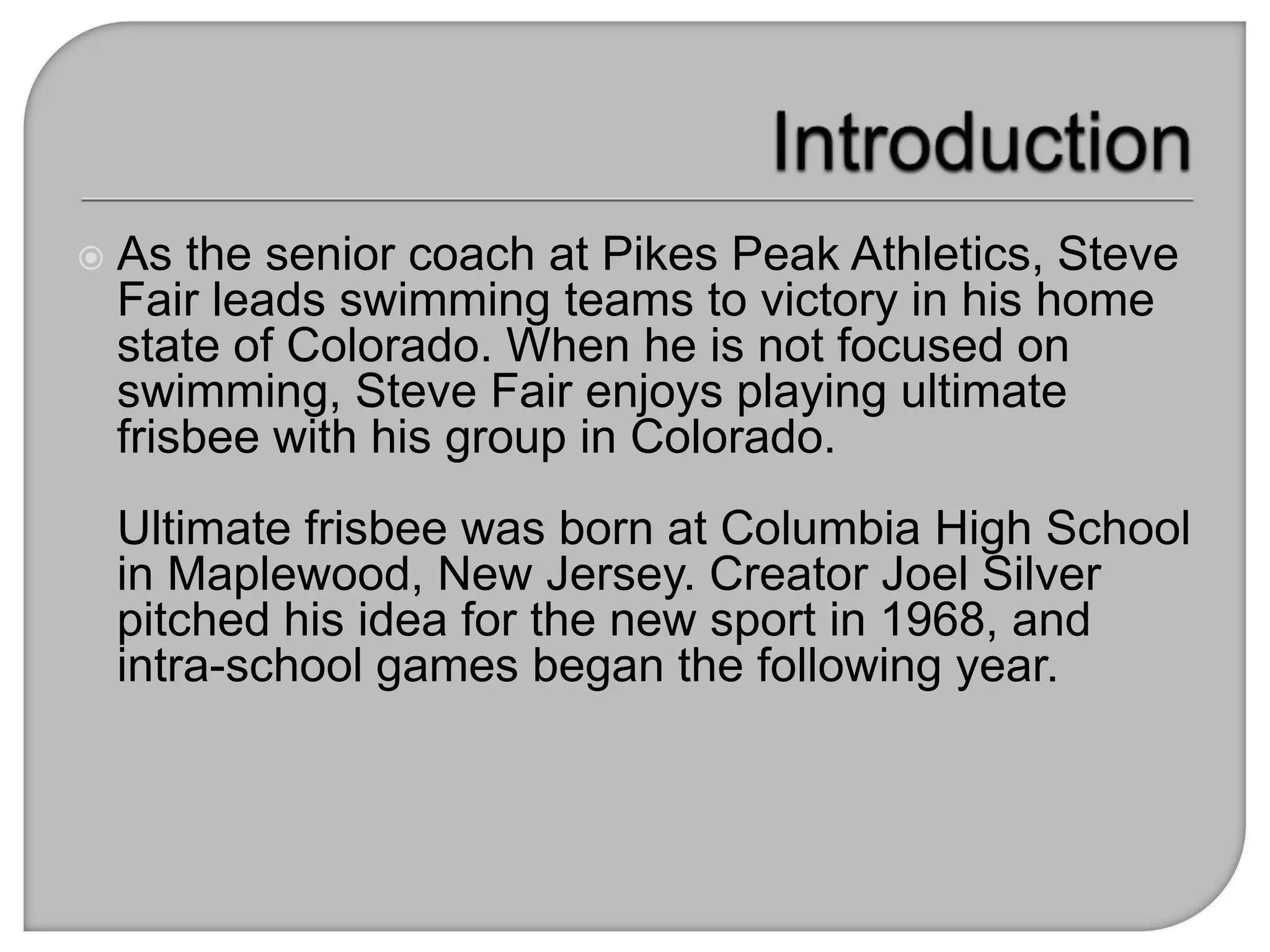 The History of Ultimate Frisbee PPT