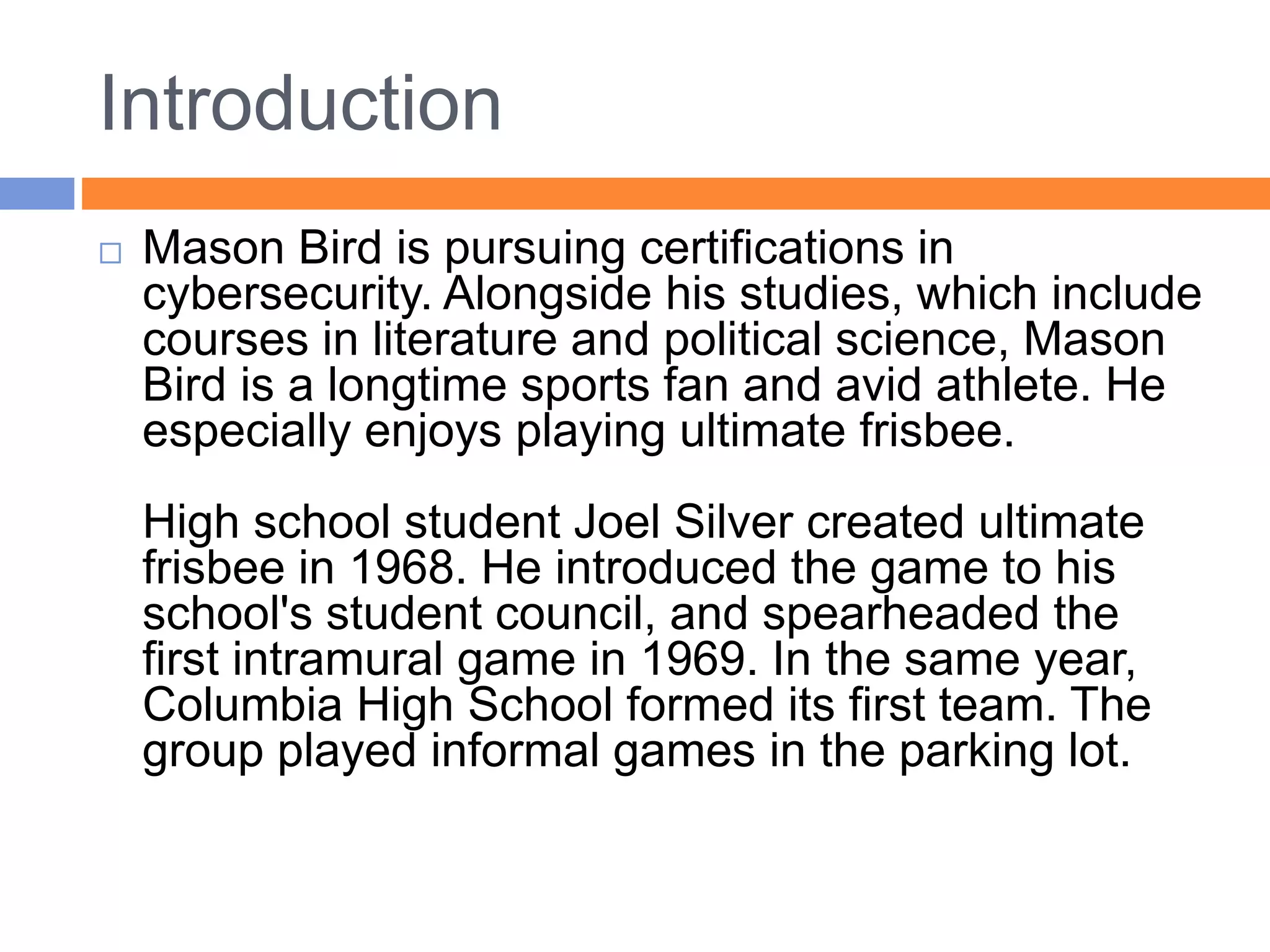 The History of Ultimate Frisbee PPT