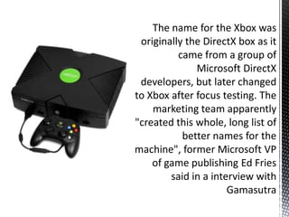 The First Directx The history of xbox | PPTX