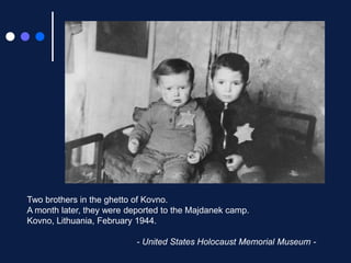 Forced labor, gas chambers and medicalexperiments.A malnourished child eats in the streets of the ghetto in Warsaw, Poland, between 1940 and 1943.- United States Holocaust Memorial Museum -