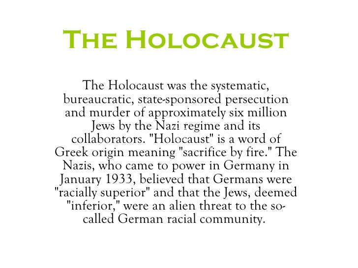 The Holocaust 5 W S R E