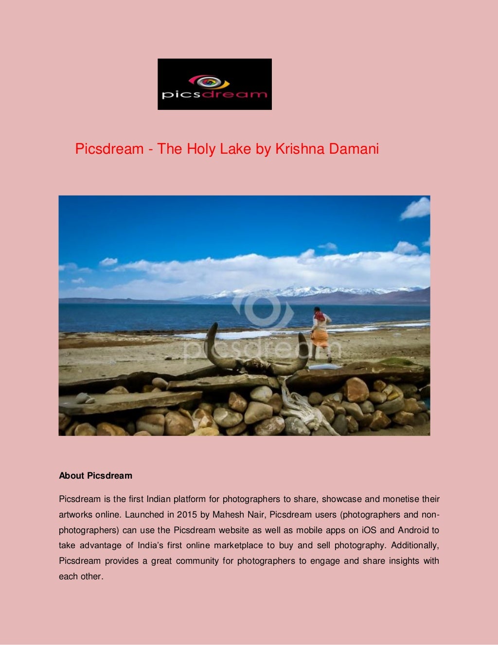 The holy lake by krishna damani