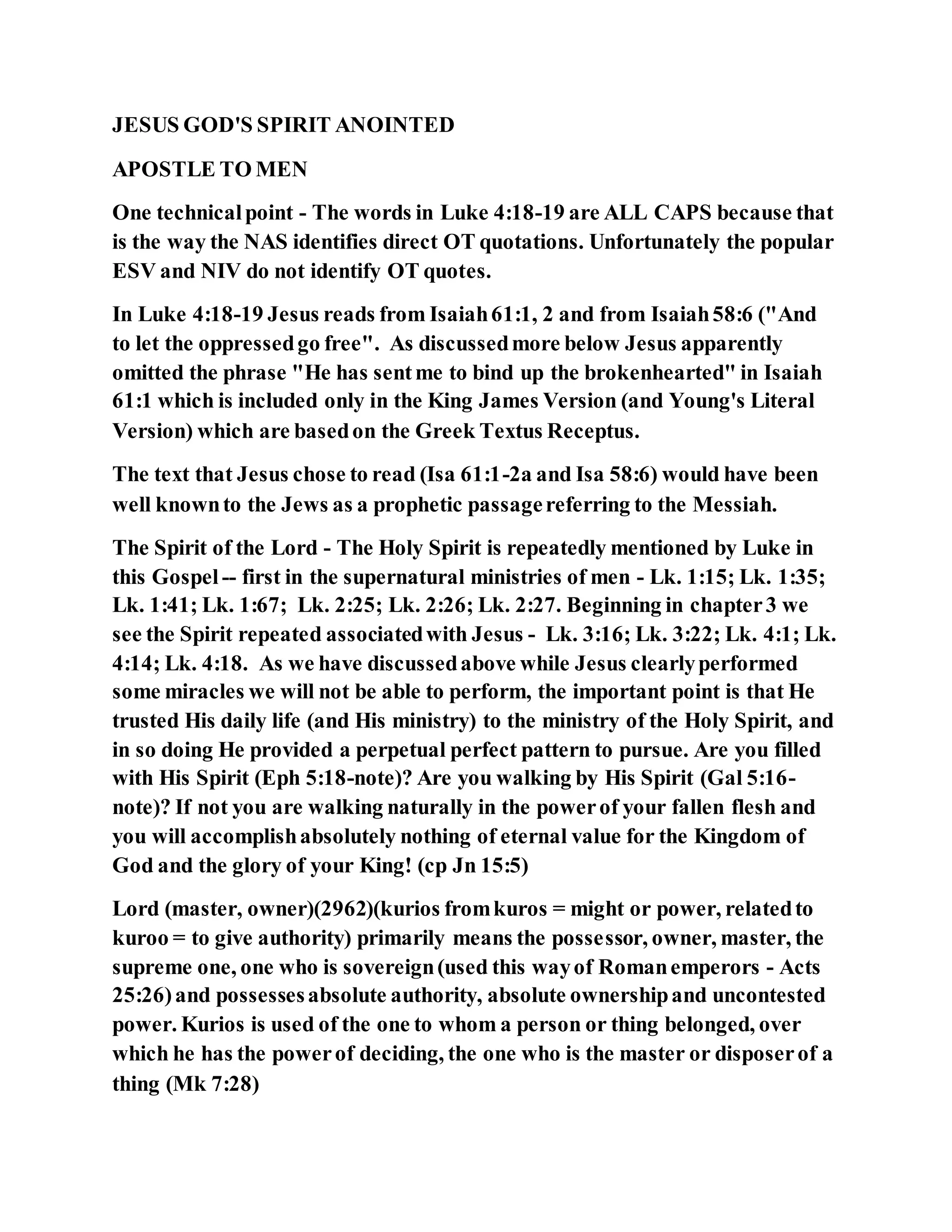 The holy spirit anointing of jesus | DOCX