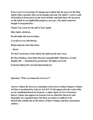 The holy spirit not for sale | DOCX