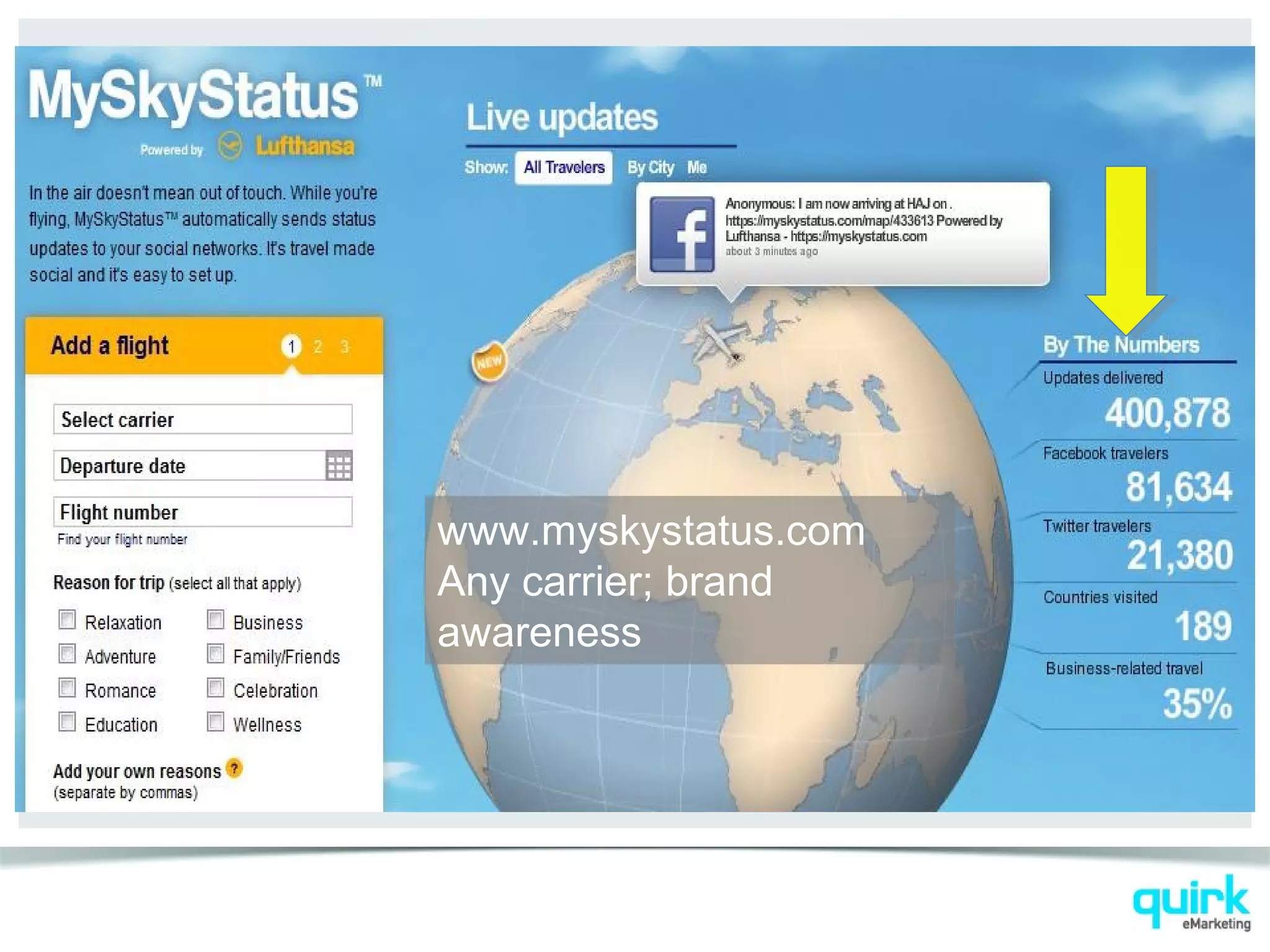www.myskystatus.com
Any carrier; brand
awareness
 
