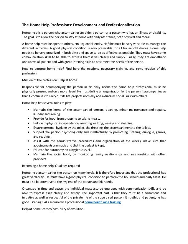 The home help professions