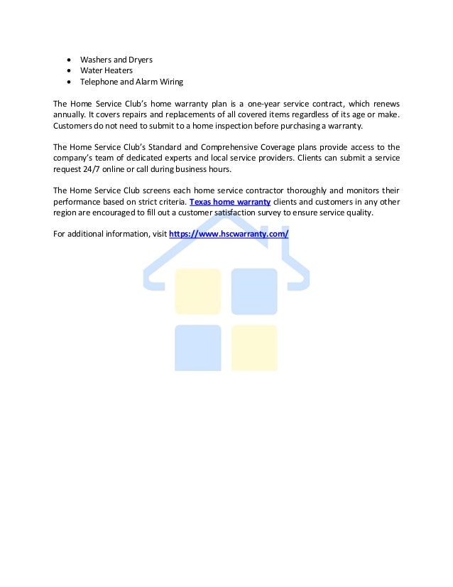 the home service club offers comprehensive home warranties the home service club offers comprehensive home warranties