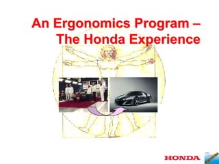An Ergonomics Program –
The Honda Experience
 
