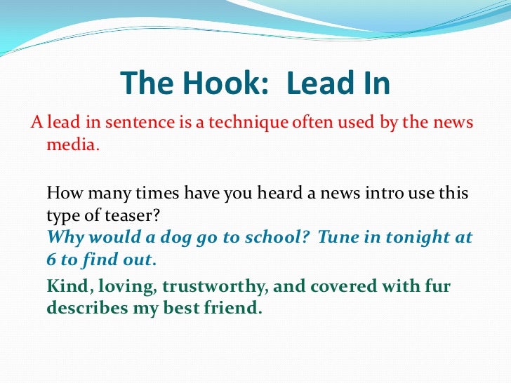 lead in for essay example