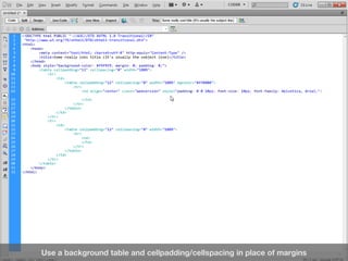 Use a background table and cellpadding/cellspacing in place of margins
 