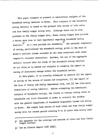 The Household Saving Behavior in Korea