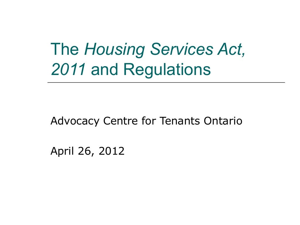 Introduction to the Ontario Housing Services Act