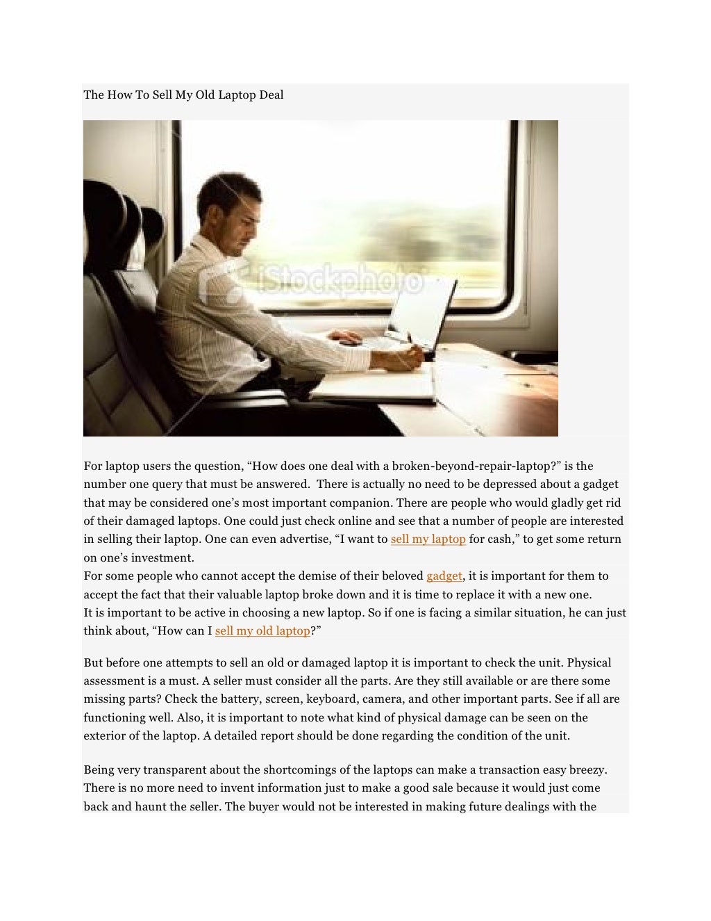 The how to sell my old laptop deal