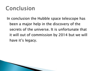 The hubble space telescope | PPT