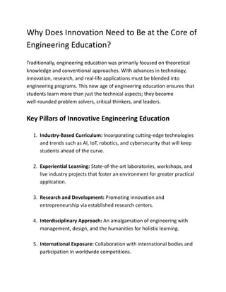 The Hub of Innovation Engineering Education Redefined | PDF