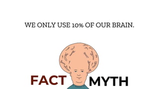 FACT MYTH
WE ONLY USE 10% OF OUR BRAIN.
 