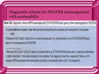 Diagnostic criteria for PDGFRB rearrangement
with eosinophilia
 
