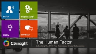 The Human Factor
Debunking The Myth That Technology Drives Collaboration
LISTEN
KNOW
UNDERSTAND
CONNECT
 