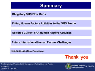 The Human Factors Components of a Safety Management System The US ...