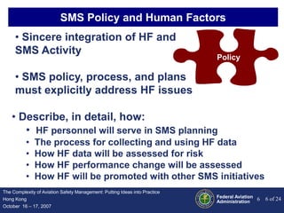 The Human Factors Components of a Safety Management System The US ...