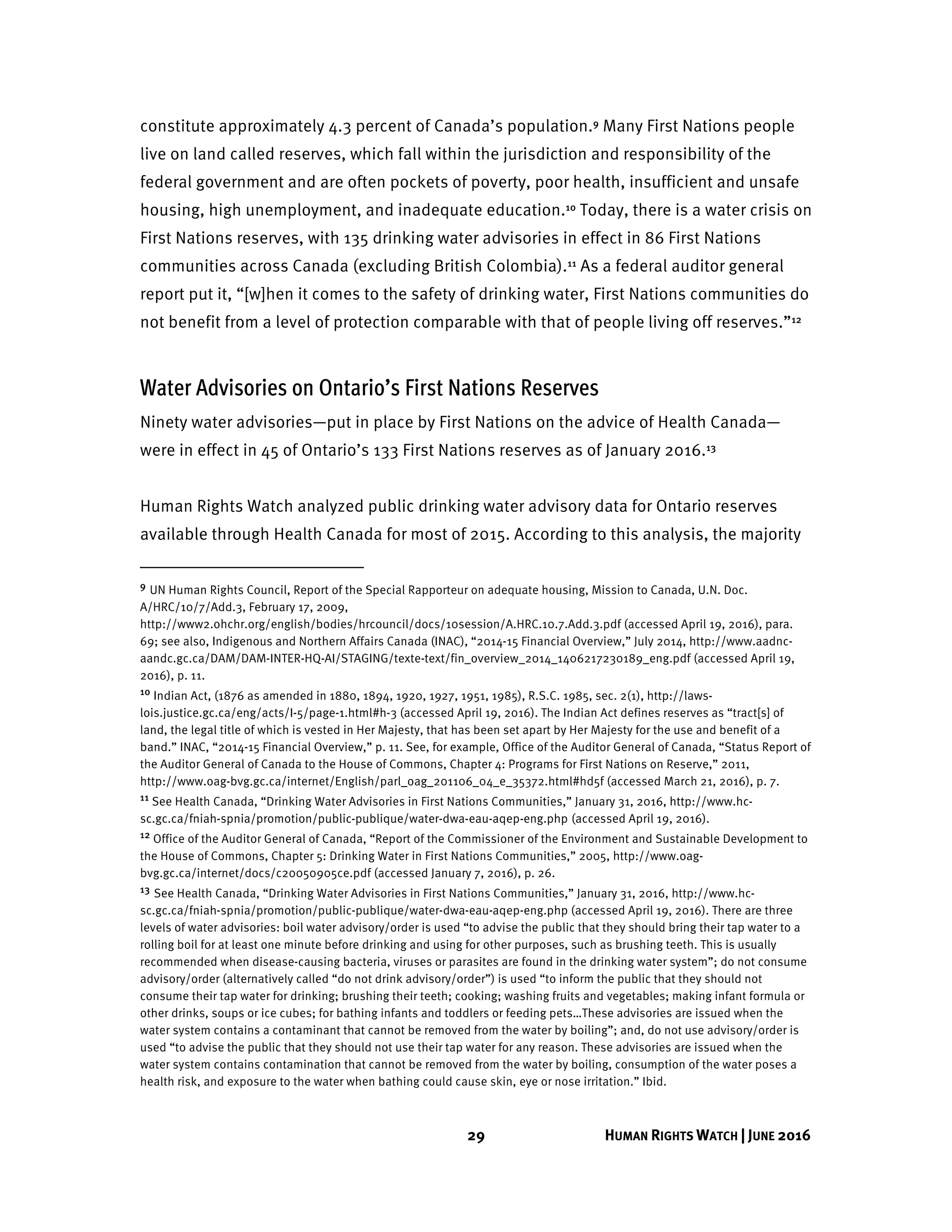 THE HUMAN RIGHT TO WATER A GUIDE FOR FIRST NATIONS COMUNITIES AND ...
