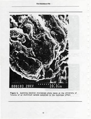 The Hutchison File




                  - **<:s^+ .

 000103 E0KV                                 20. Burn
Figure 5. Scanning electron microscope photo taken at the University of
Toronto of an aluminium sample subjected t o the Hutchison effect




                                    32
 