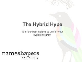 The Hybrid Hype
10 of our best insights to use for your
           events instantly
 