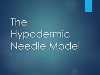The
Hypodermic
Needle Model
BY JAK BUTLER
 