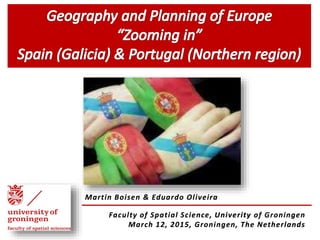 Faculty of Spatial Science, Univerity of Groningen
March 12, 2015, Groningen, The Netherlands
Eduardo Oliveira (guest)
Martin Boisen (lecturer in charge of the course)
 