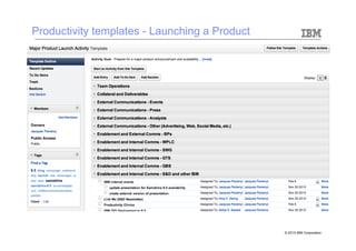 Productivity templates - Launching a Product




                                               © 2010 IBM Corporation
 