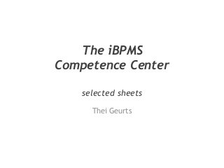 The iBPMS
Competence Center
selected sheets
Thei Geurts
 