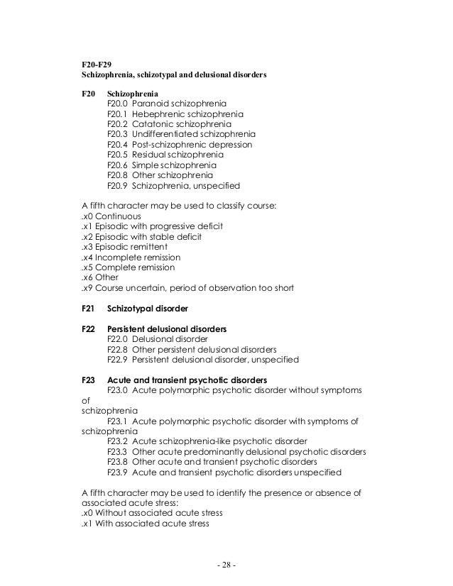 The icd 10 classification of mental and behavioural disorders The icd 10 classification of mental and behavioural disorders