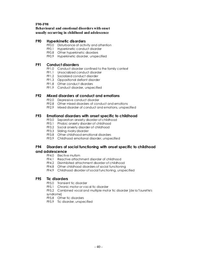 The icd 10 classification of mental and behavioural disorders The icd 10 classification of mental and behavioural disorders
