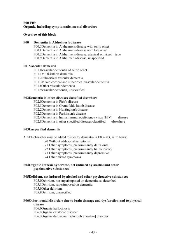 The icd 10 classification of mental and behavioural disorders The icd 10 classification of mental and behavioural disorders