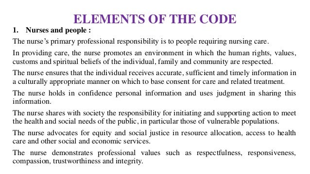 The Icn Code Of Ethics For Nurses