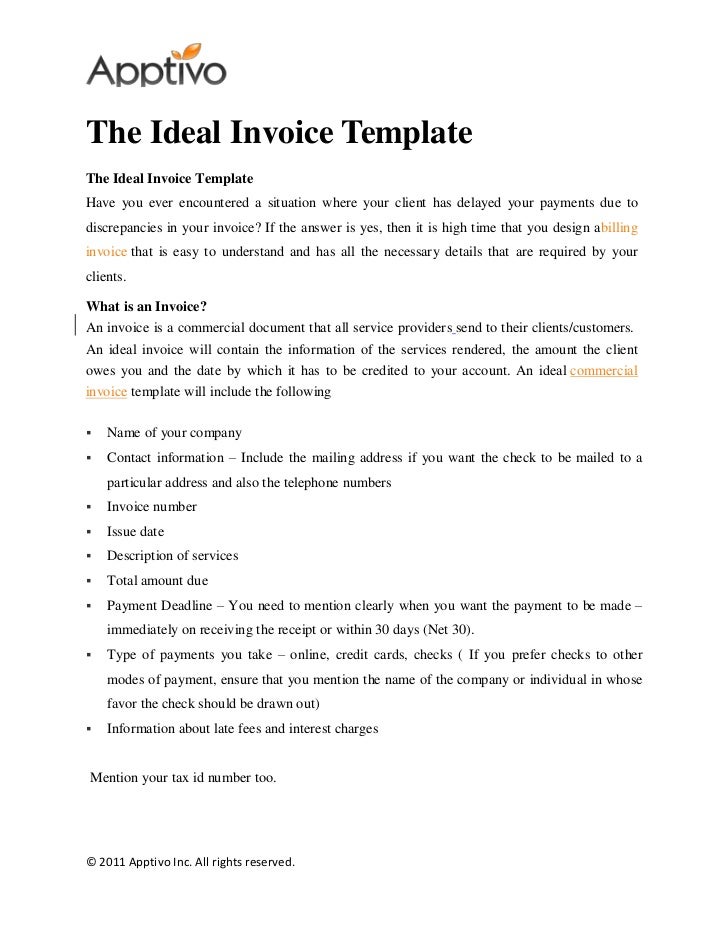 the ideal invoice template