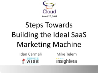 June 12th, 2012



    Steps Towards
Building the Ideal SaaS
 Marketing Machine
  Idan Carmeli                 Mike Telem
 
