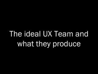 The ideal UX Team and
what they produce
 