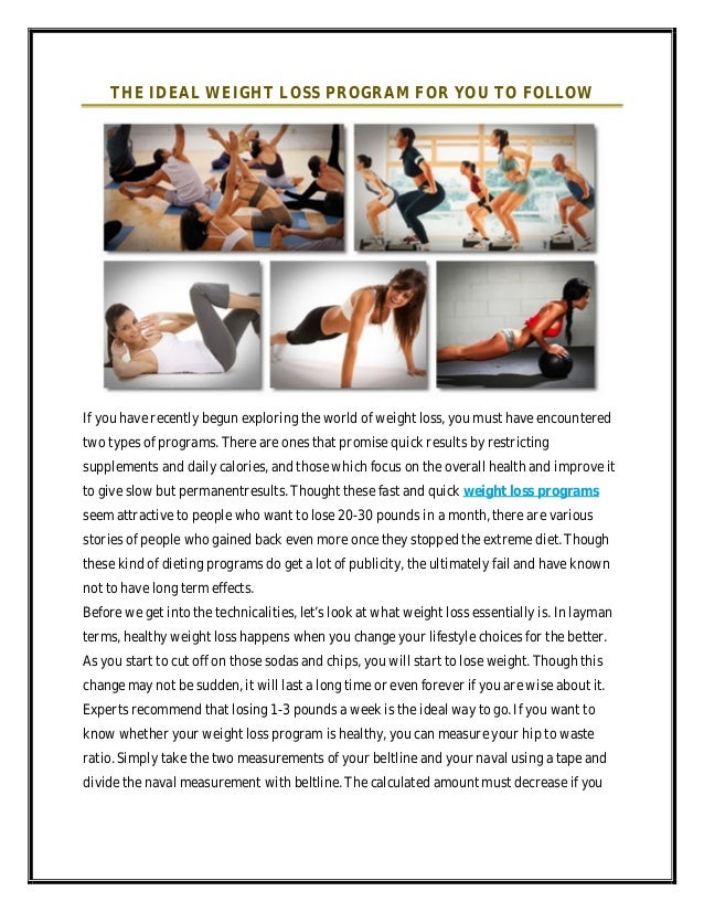 Ideal weight loss program