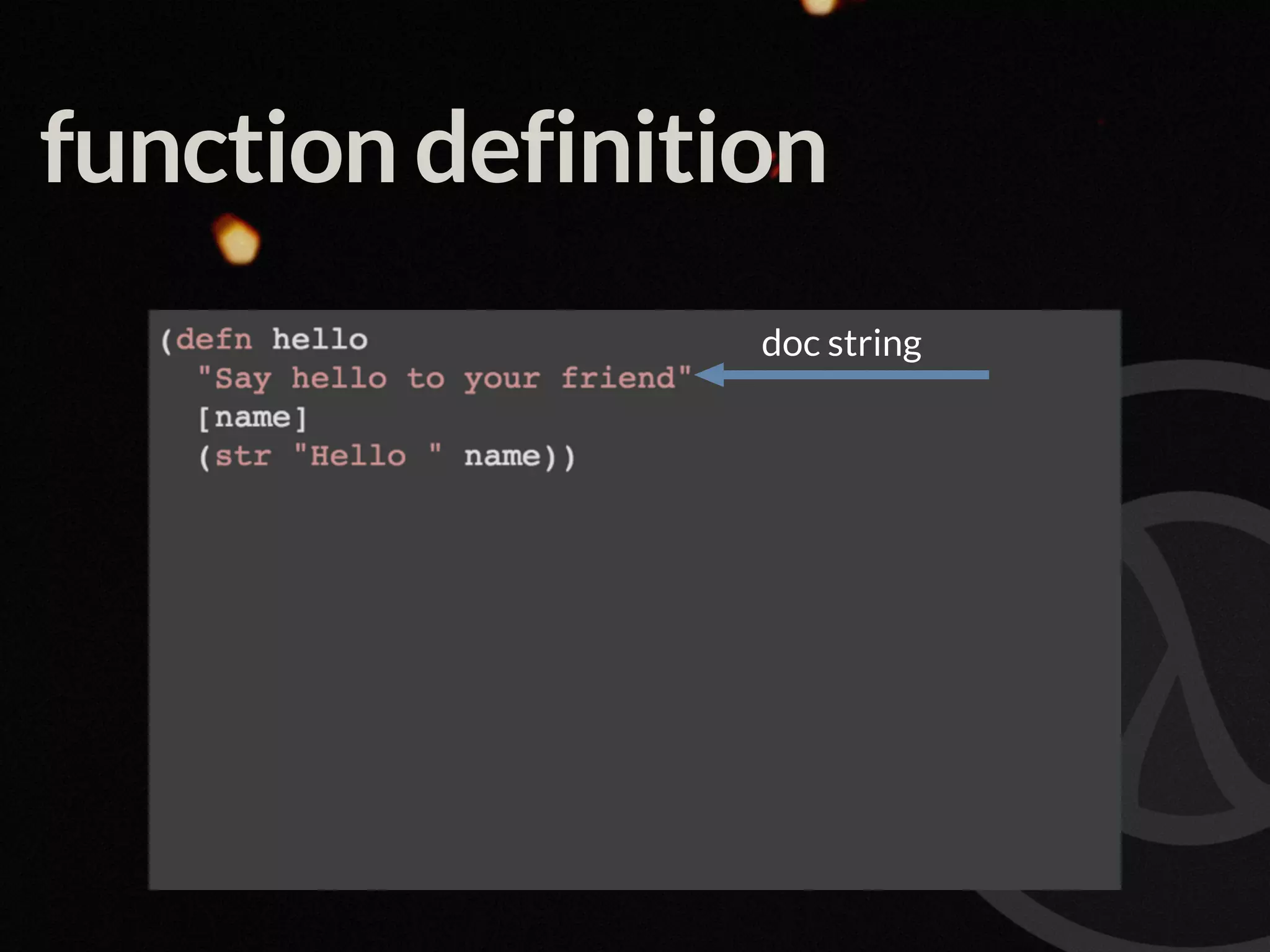 function definition doc string 