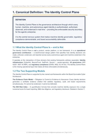 The Identity Control Plane - Zero-Trust Governance for Agentic AI and ...